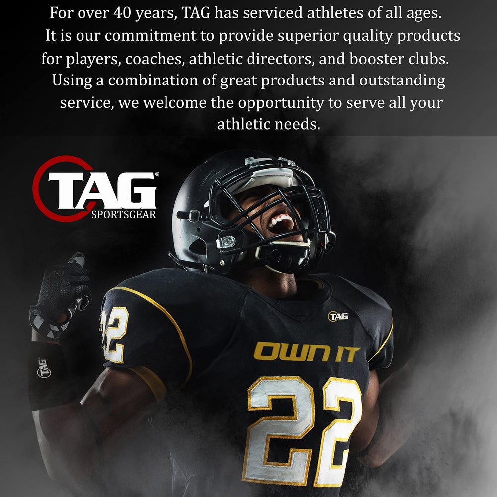 TAG shoulder pad on youth player illustrating low-profile protection during play