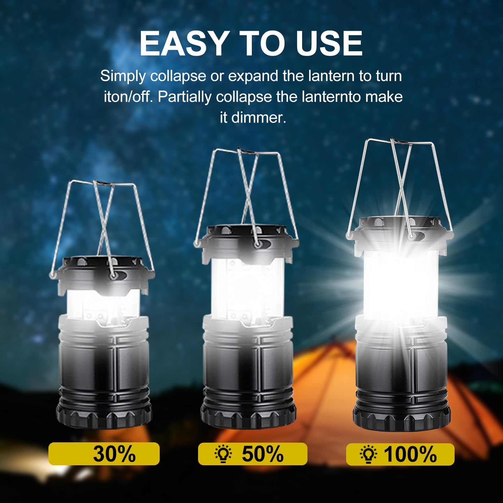 TAIHOM ELECTRIC expanded lantern glowing 360 degrees showing even ambient light coverage