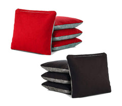 Tailgating Pros front view of eight regulation bags showing colors and contrast benefit