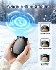 Taiofan LED display closeup showing battery and heat level for easy monitoring