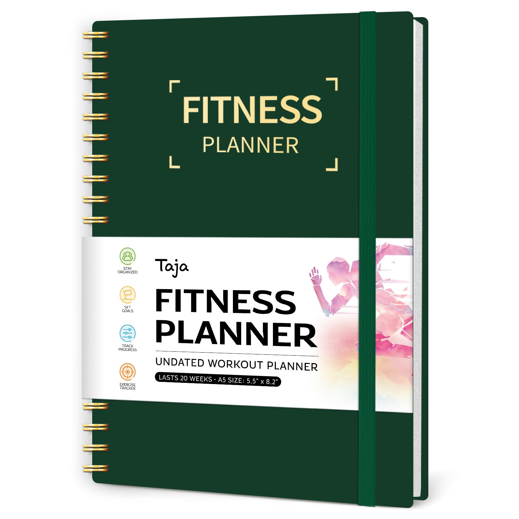 Taja front cover view showing compact, durable planner for neat tracking