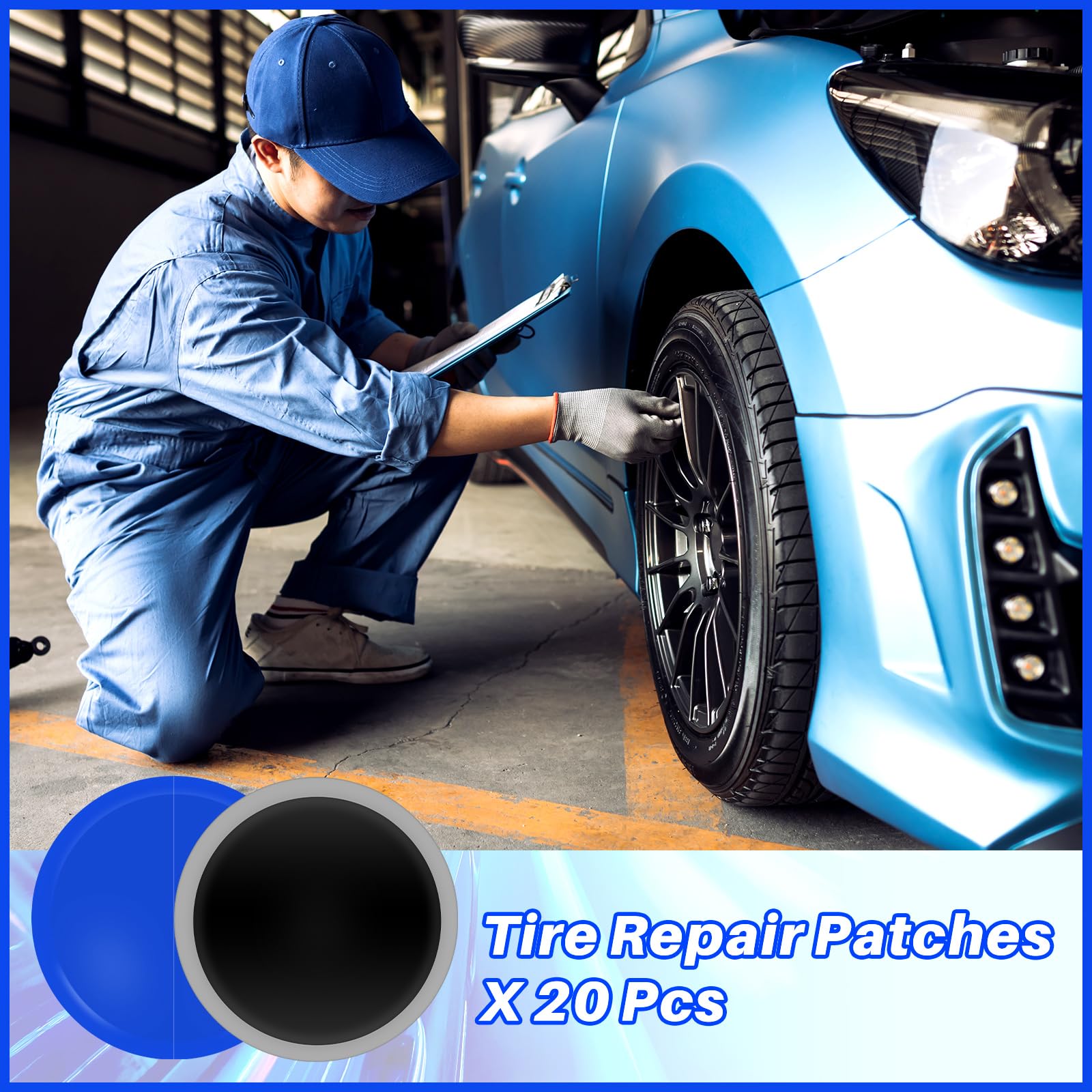 Tallew patch edge detail showing flexible adhesion for curved tires