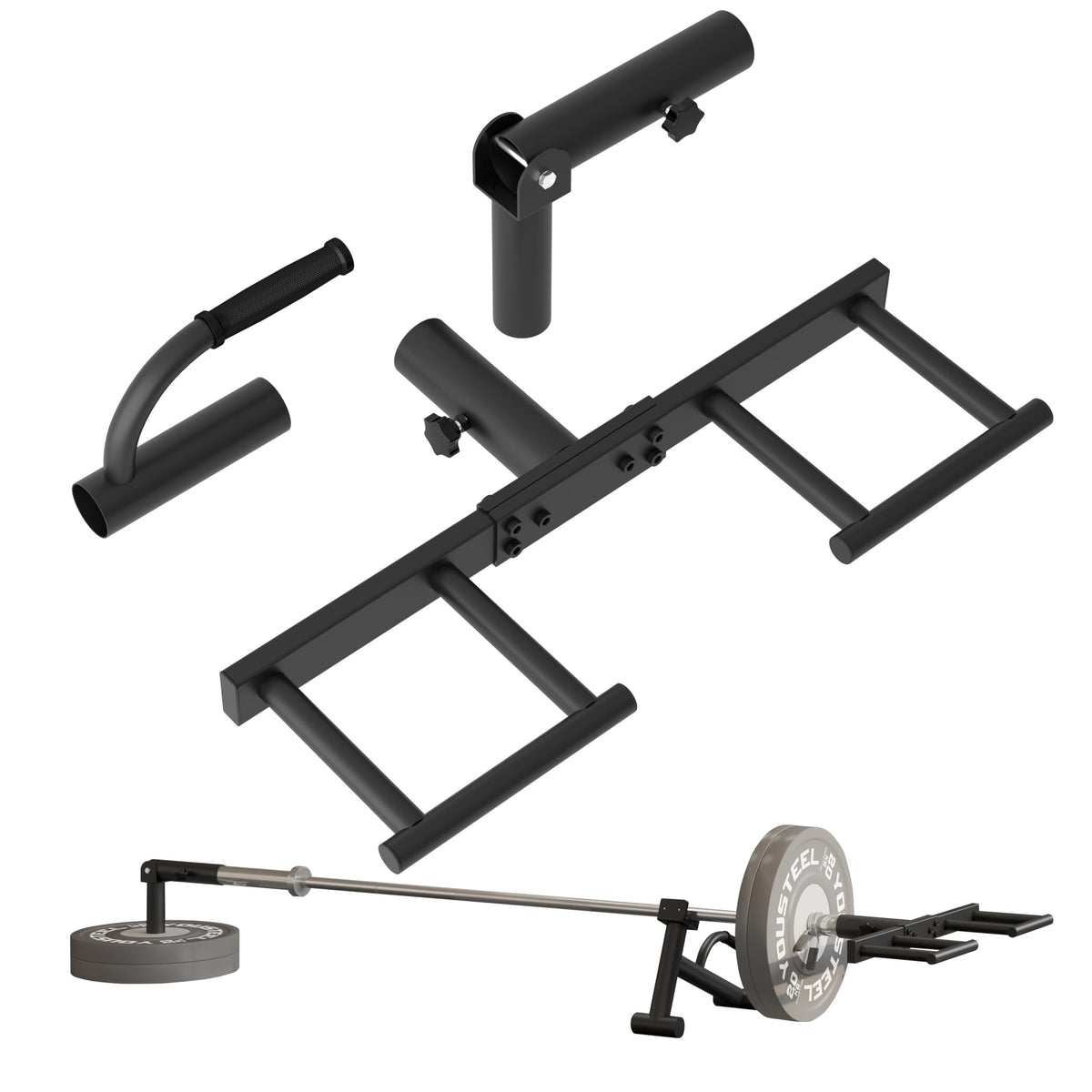 Tamisom front view of attachment set showing durable construction and versatility