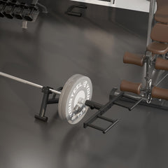 Tamisom slide-in adapter installed on a 2-inch Olympic bar for quick setup