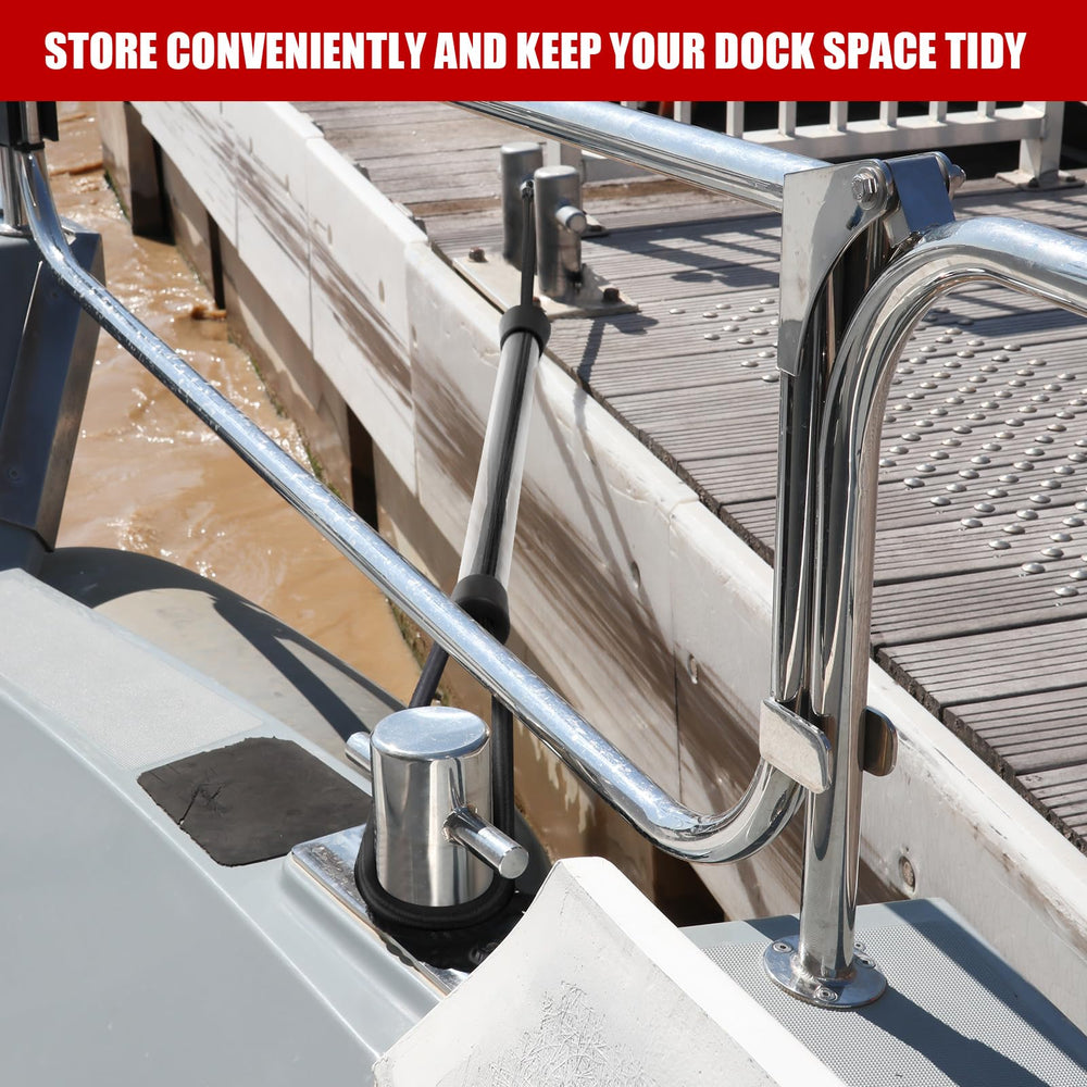 Tandefio dock rods in use on a private dock, simplifies single-person docking benefit