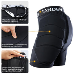 Tanden shorts worn by snowboarder demonstrating mobility and fall protection benefit