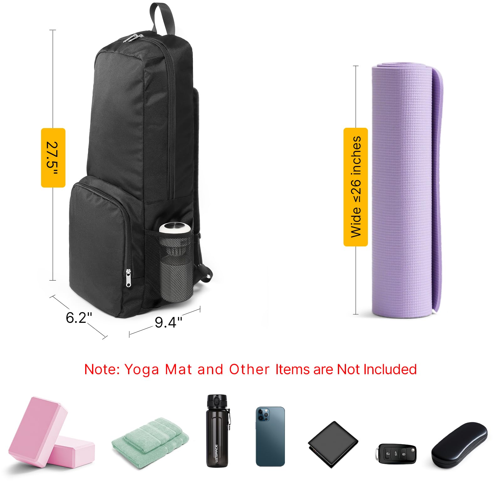 Tangoner open main compartment with yoga mat inside for easy loading and protection