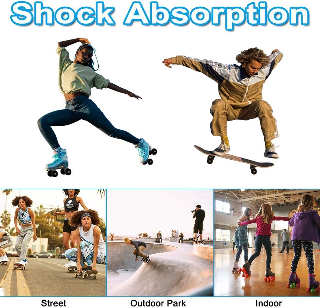 Tanzfrosch wheels installed on quad skates demonstrating improved roll