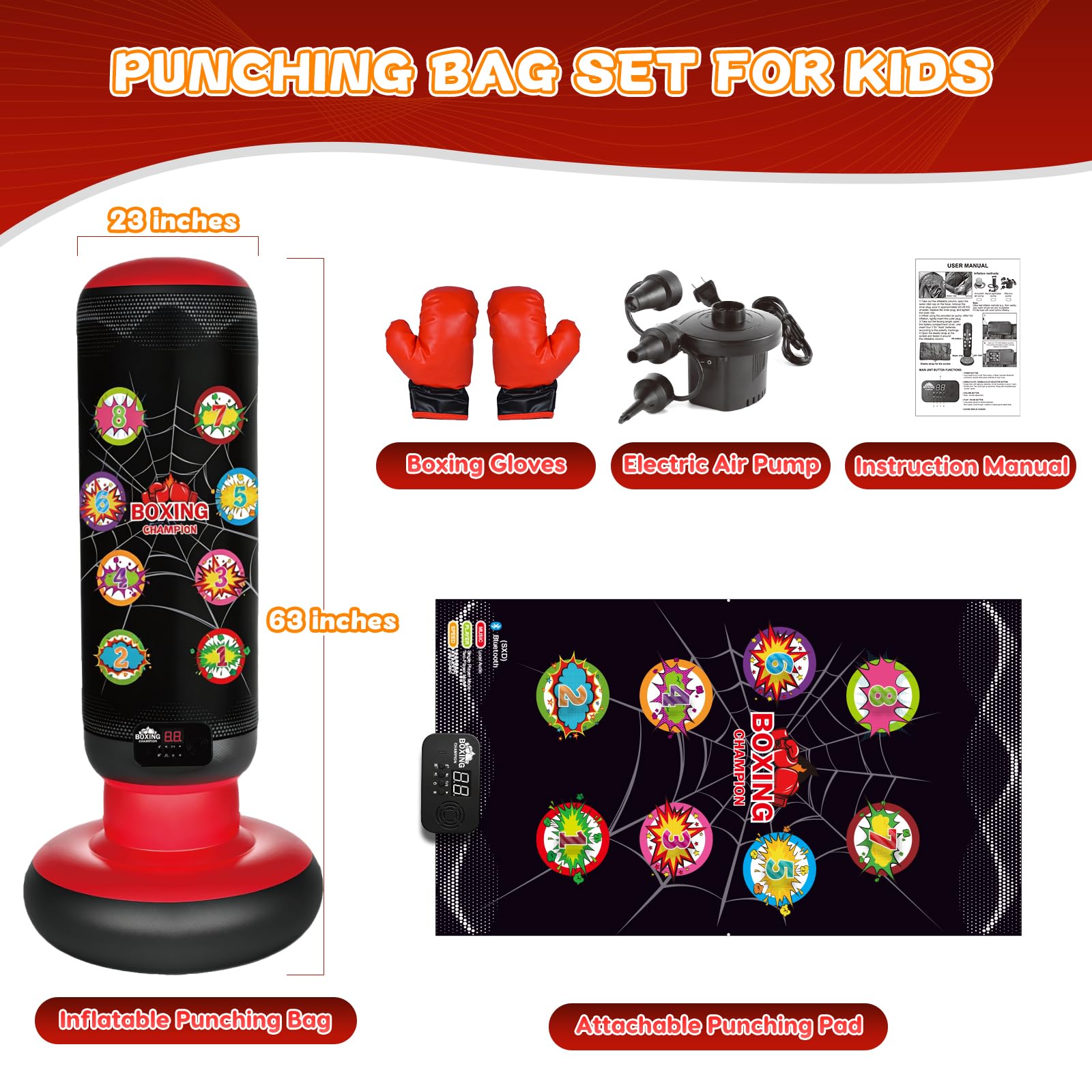 Taotuo bag next to child for scale demonstrating true 63 inch height