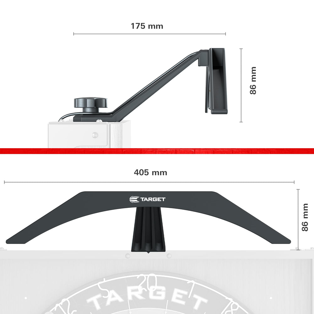 Target Darts Arc scale comparison showing compact size and fit