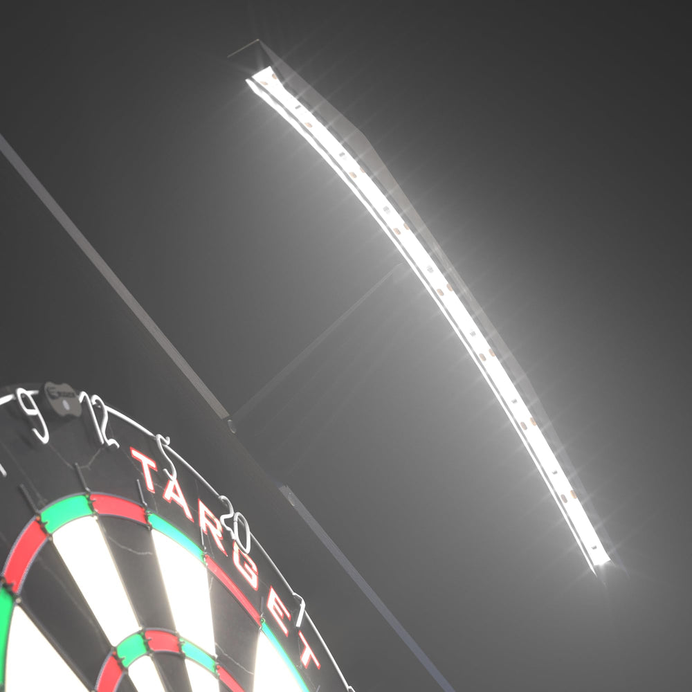 Target Darts Arc side profile showing low-profile arm and neat fit