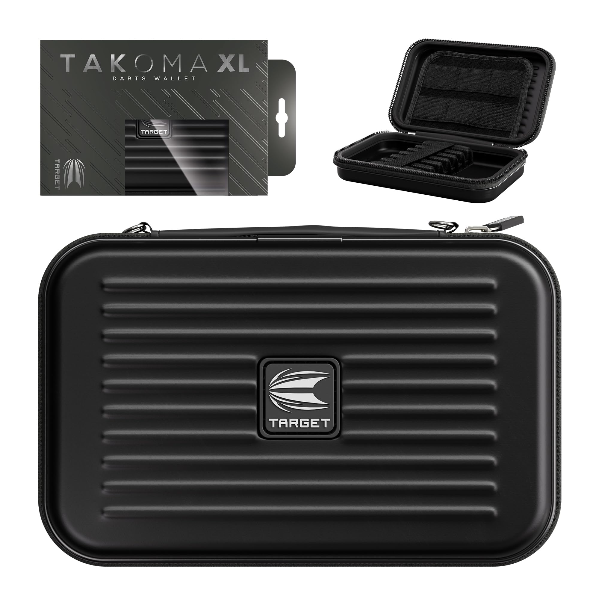 Target Darts front view of Takoma XL wallet showing secure closed case and compact protection