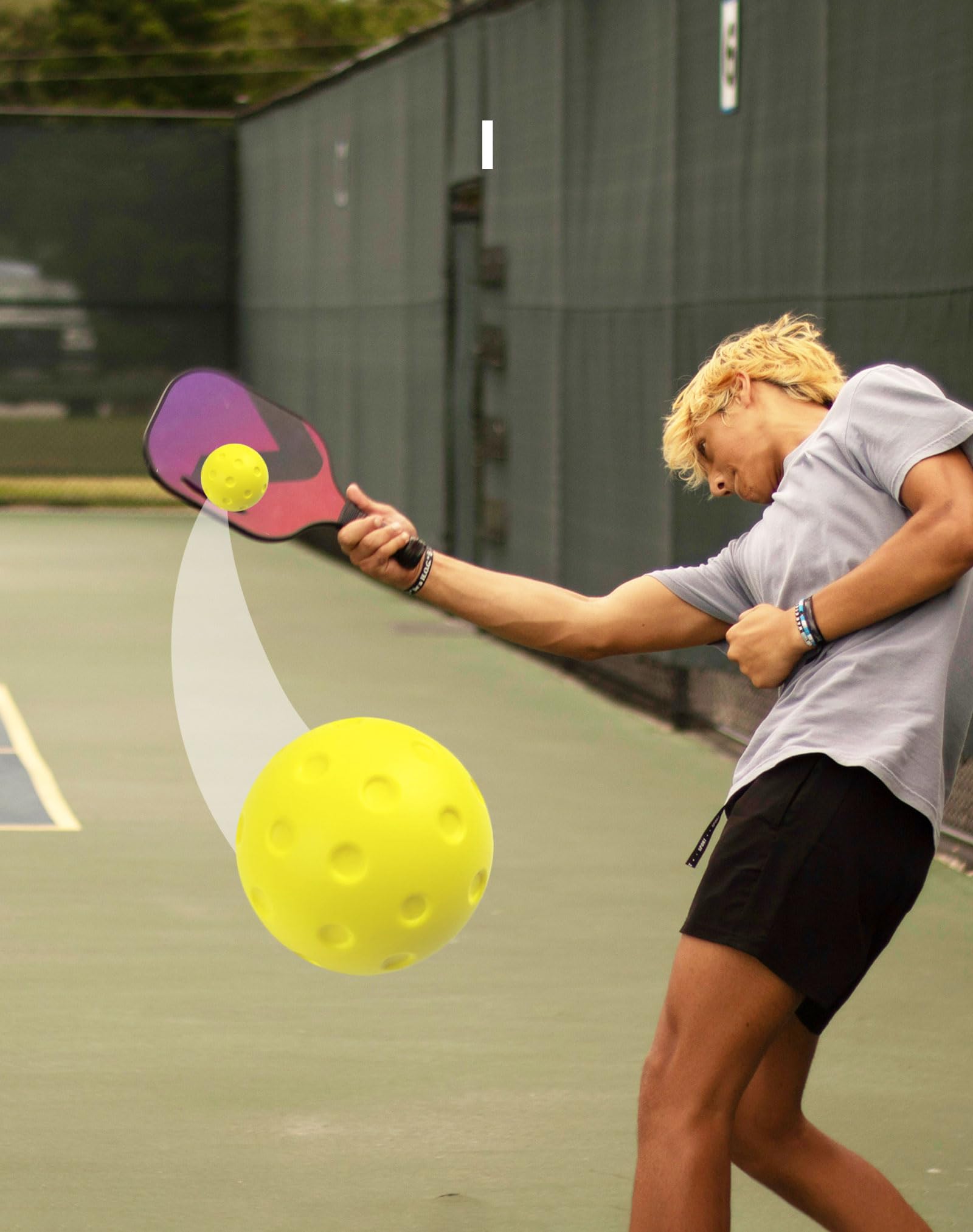 Tarutaru balls lined on court surface illustrating high visibility and tracking