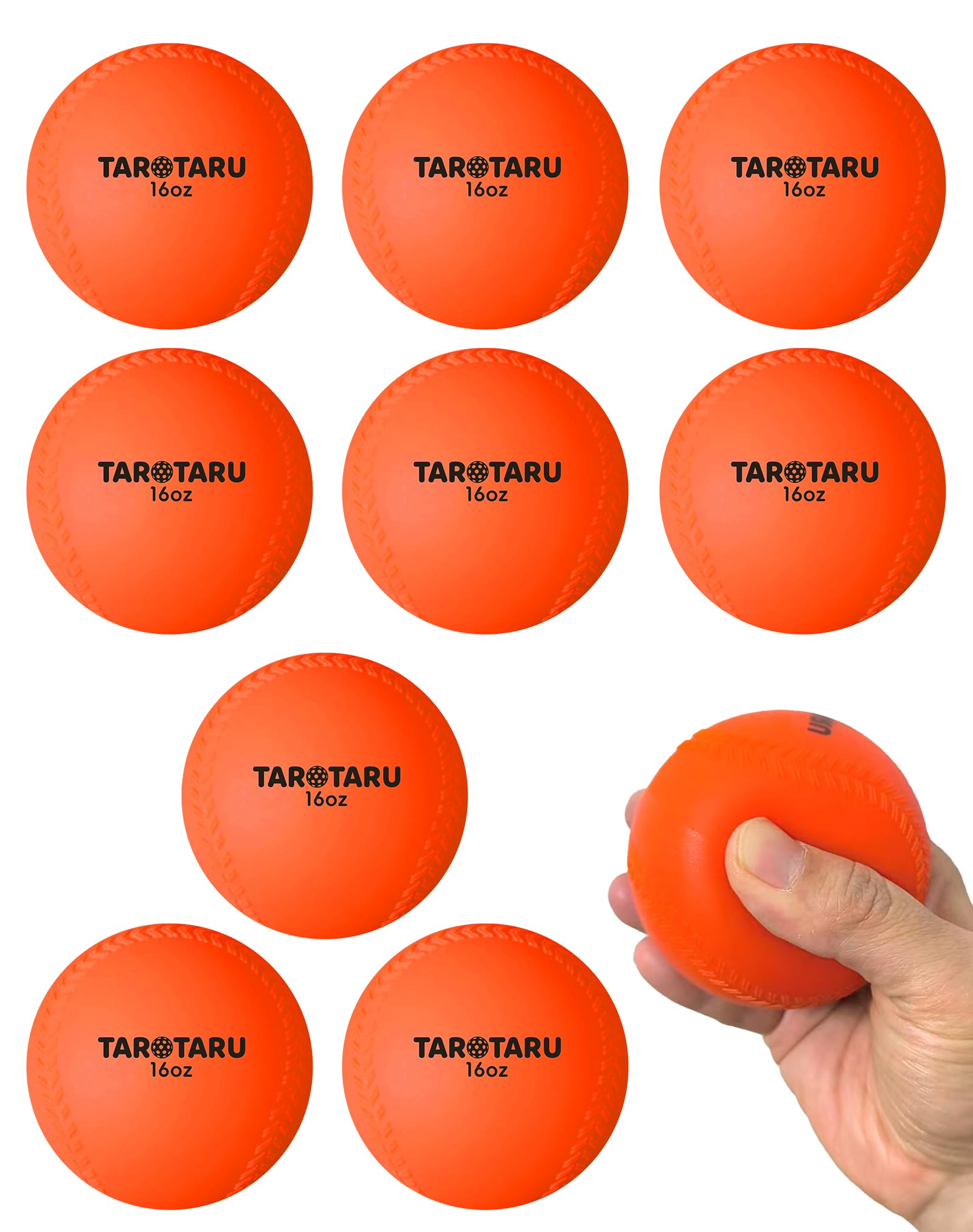 Tarutaru front view orange weighted ball showing durable shell and visibility benefit