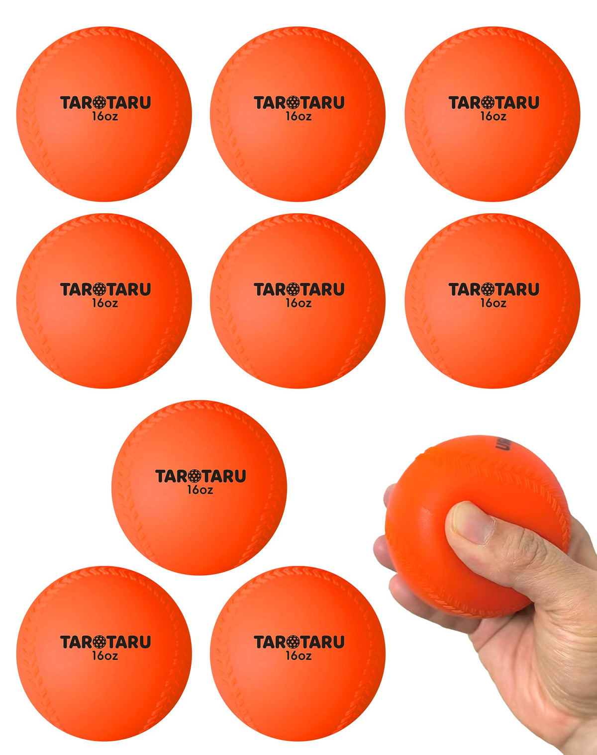 Tarutaru front view orange weighted ball showing durable shell and visibility benefit