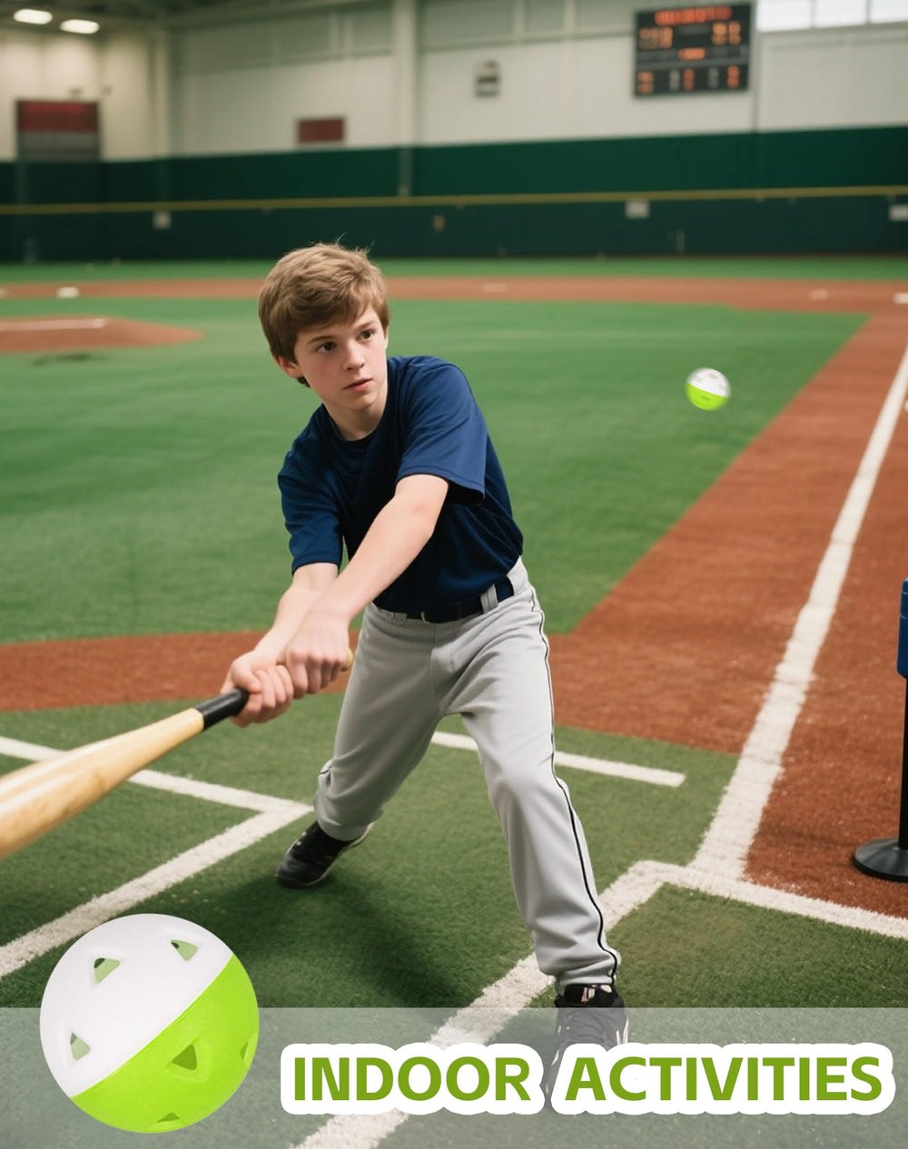 Tarutaru used in indoor batting drill for safe low-impact practice