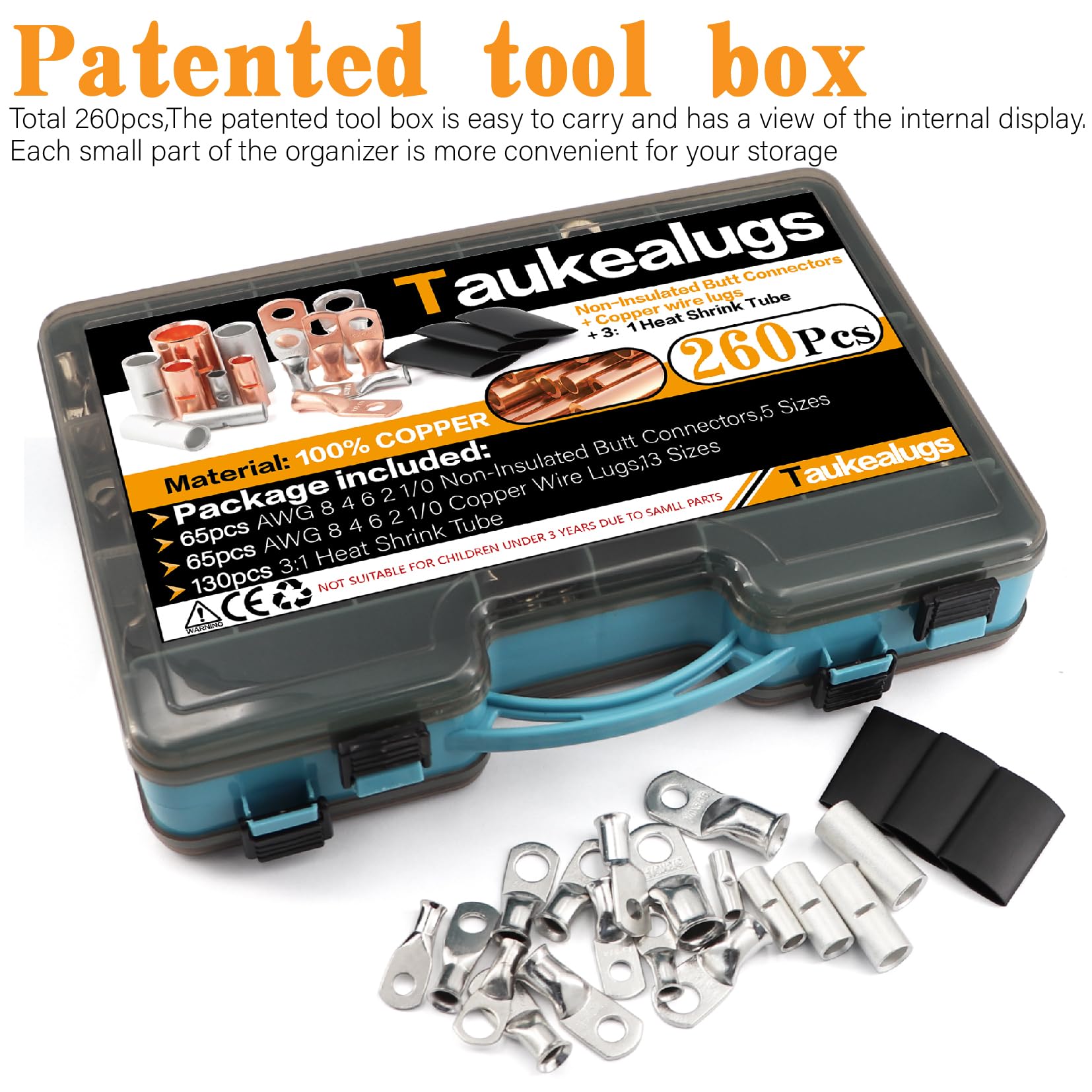 Taukealugs stamped size markings on terminals for fast selection
