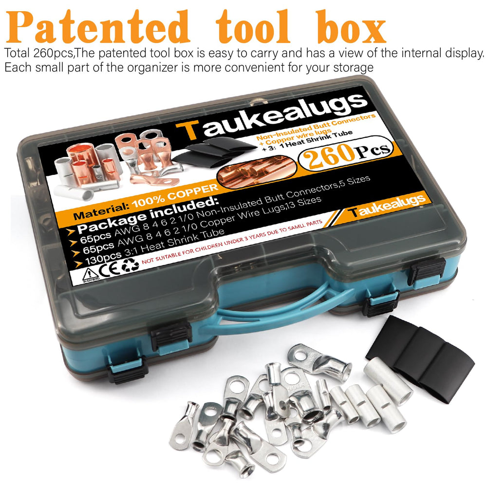 Taukealugs stamped size markings on terminals for fast selection
