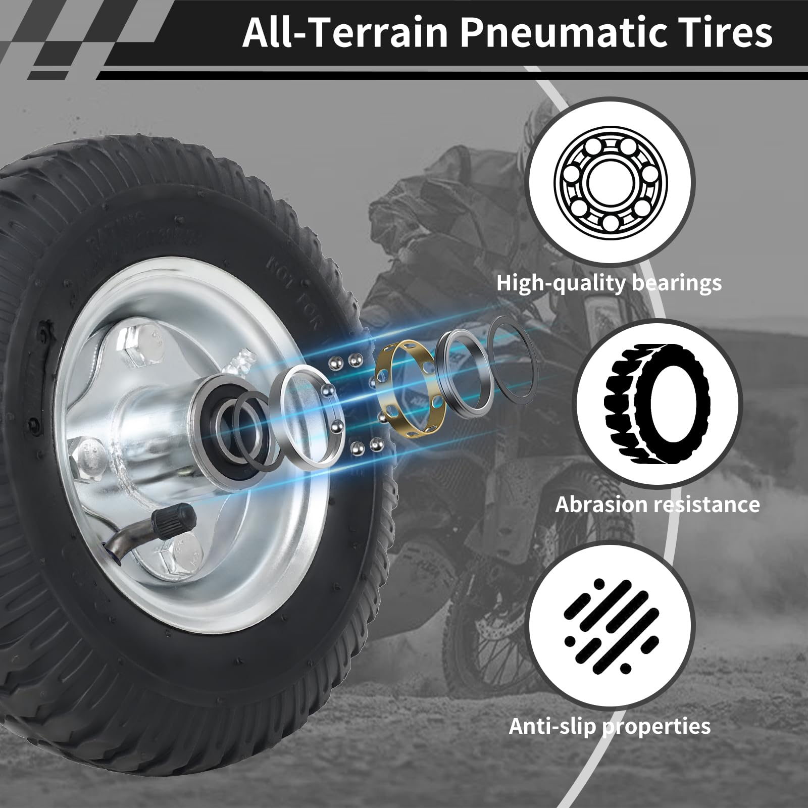 Tayizoo wheel touching dirt illustrating extra traction and safer learning