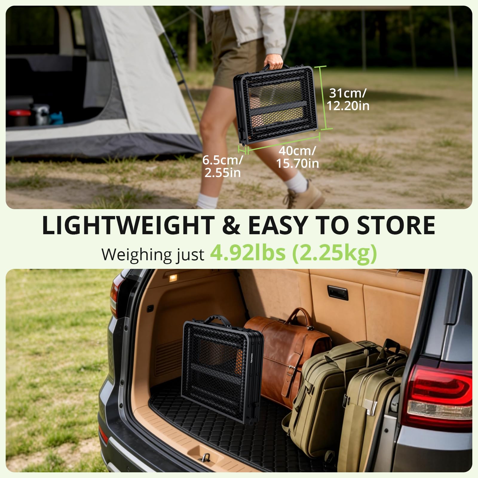 TAYOMC in campsite setting shows outdoor use convenience and quick assembly