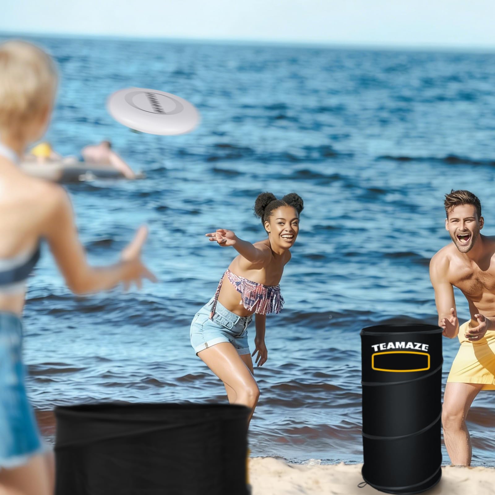 Teamaze beach play lifestyle shot showing portable fun and easy packed transport