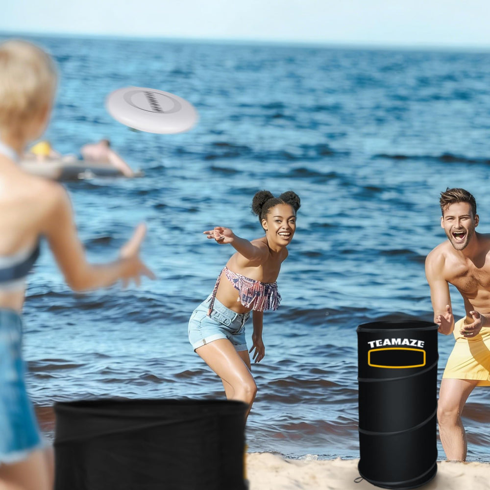 Teamaze beach play lifestyle shot showing portable fun and easy packed transport