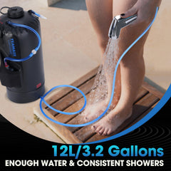 Teamaze shower head detail, shows dual-control for hands-free use