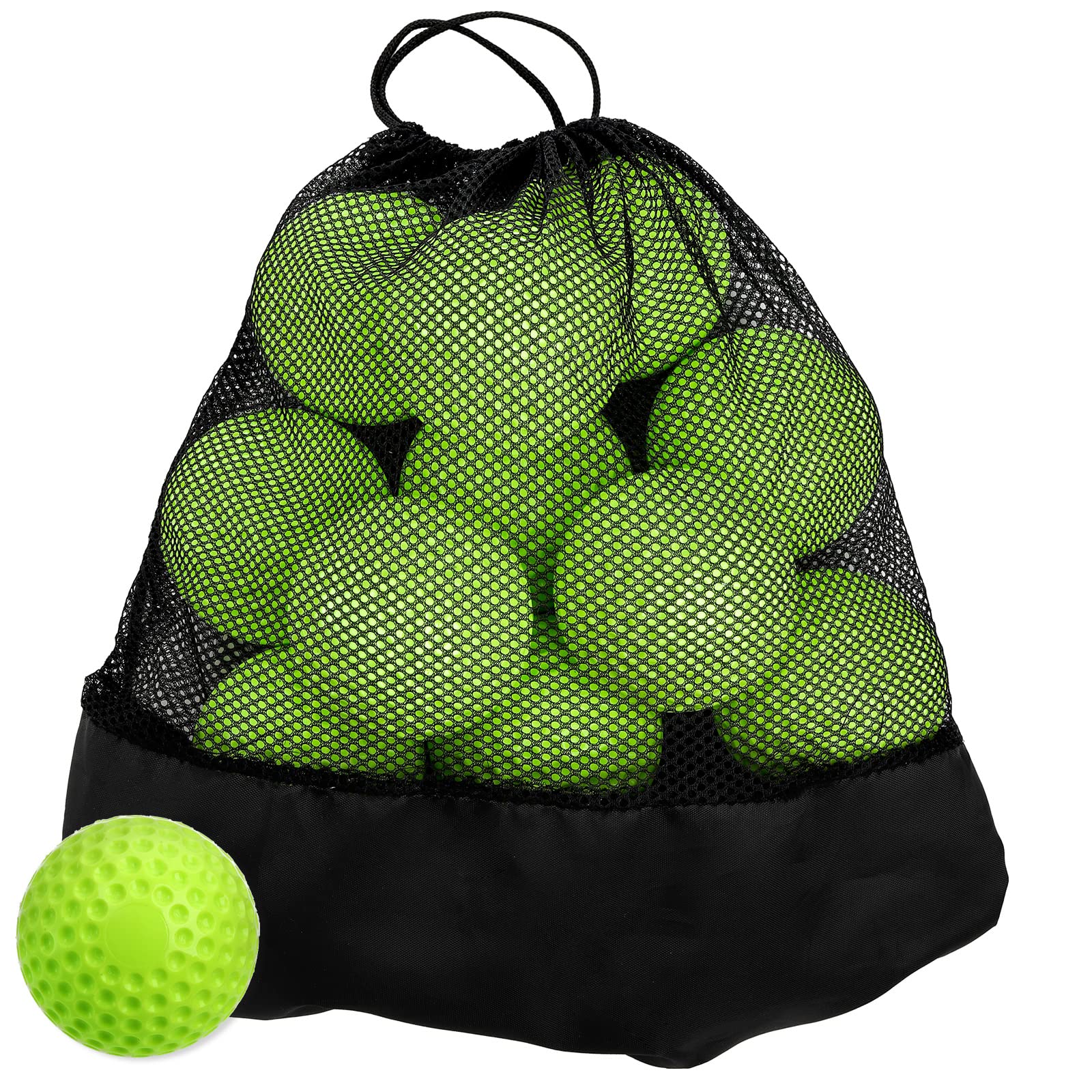 Tebery front view of 12-pack bright practice baseballs showing product and packaging benefit