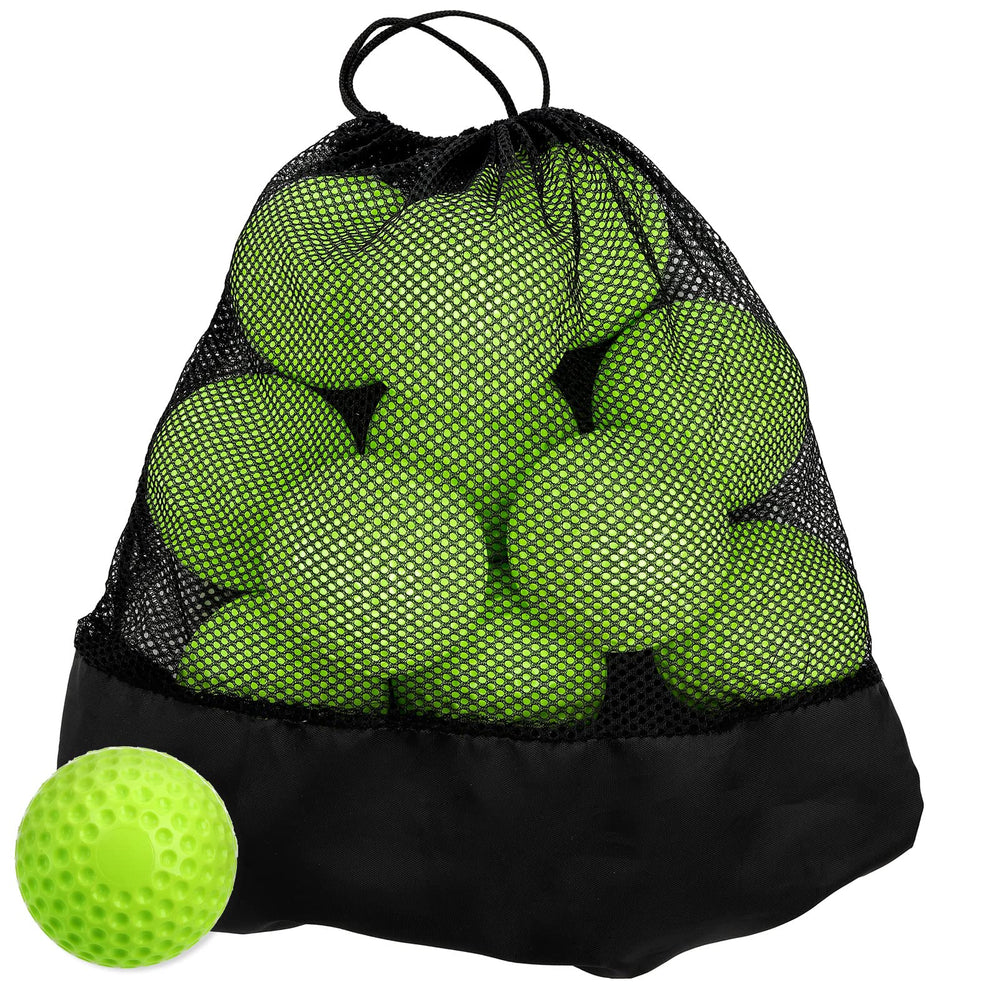 Tebery front view of 12-pack bright practice baseballs showing product and packaging benefit