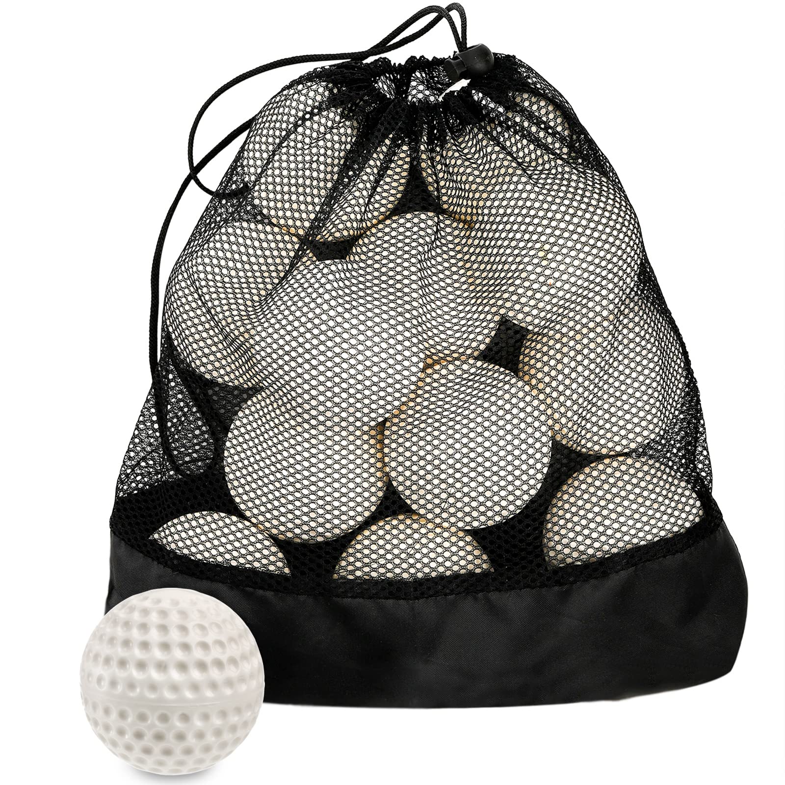 Tebery front packaging showing 12 white dimpled baseballs for reliable practice