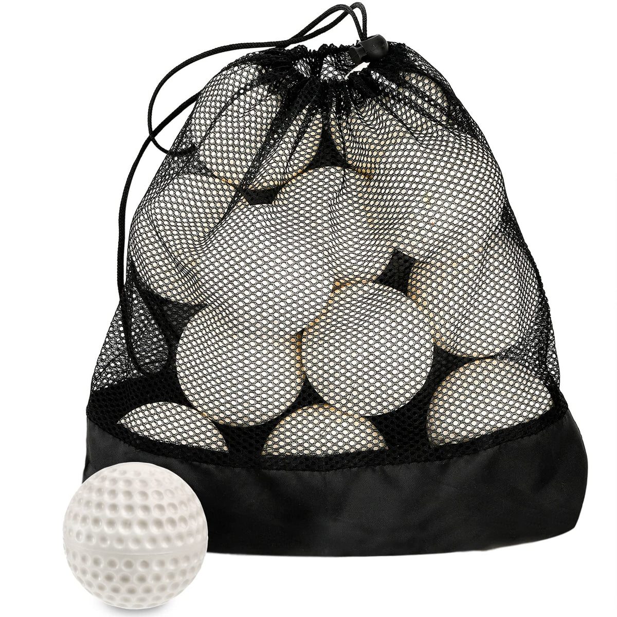 Tebery front packaging showing 12 white dimpled baseballs for reliable practice