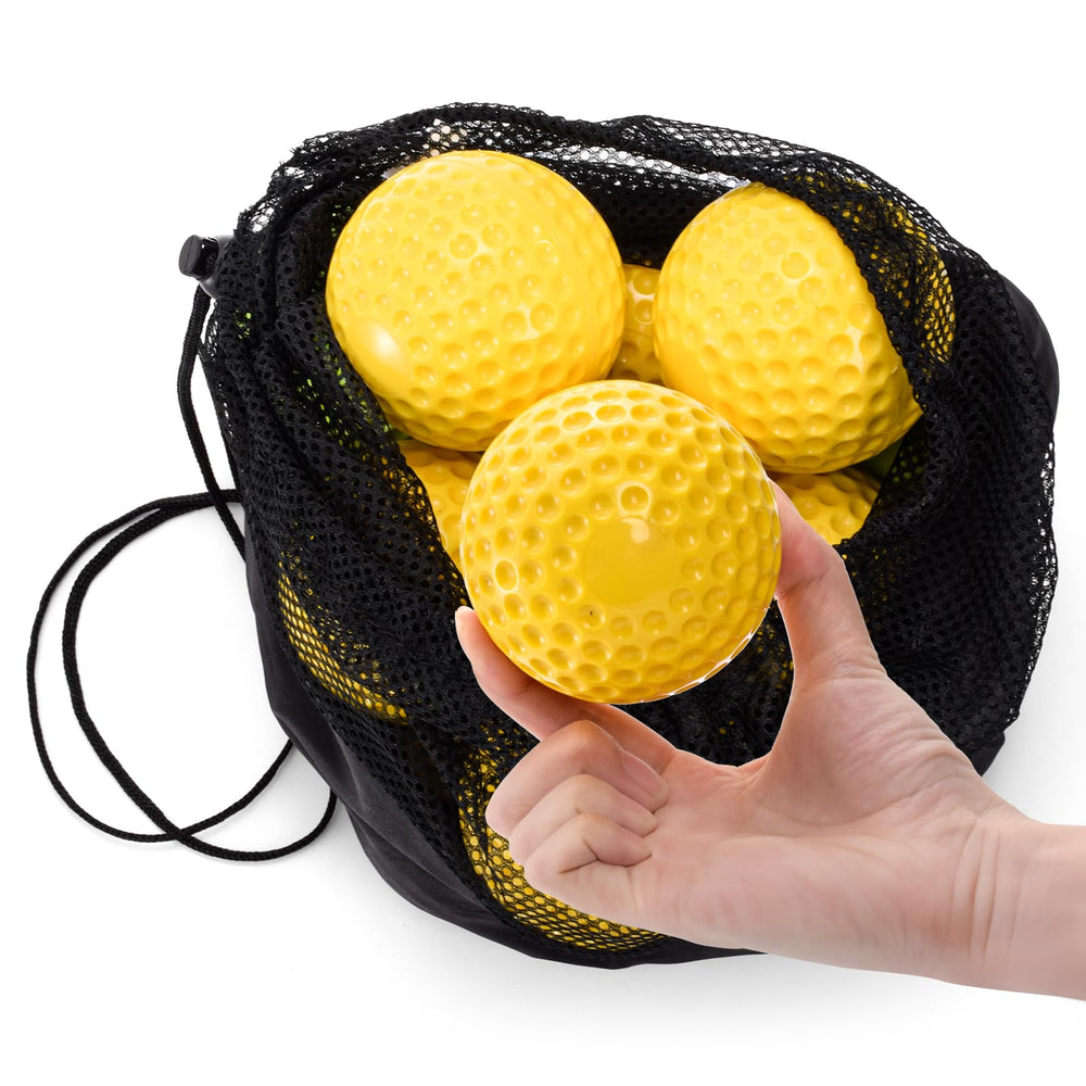 Tebery ball held in hand to show 9-inch size and proper scale for practice convenience