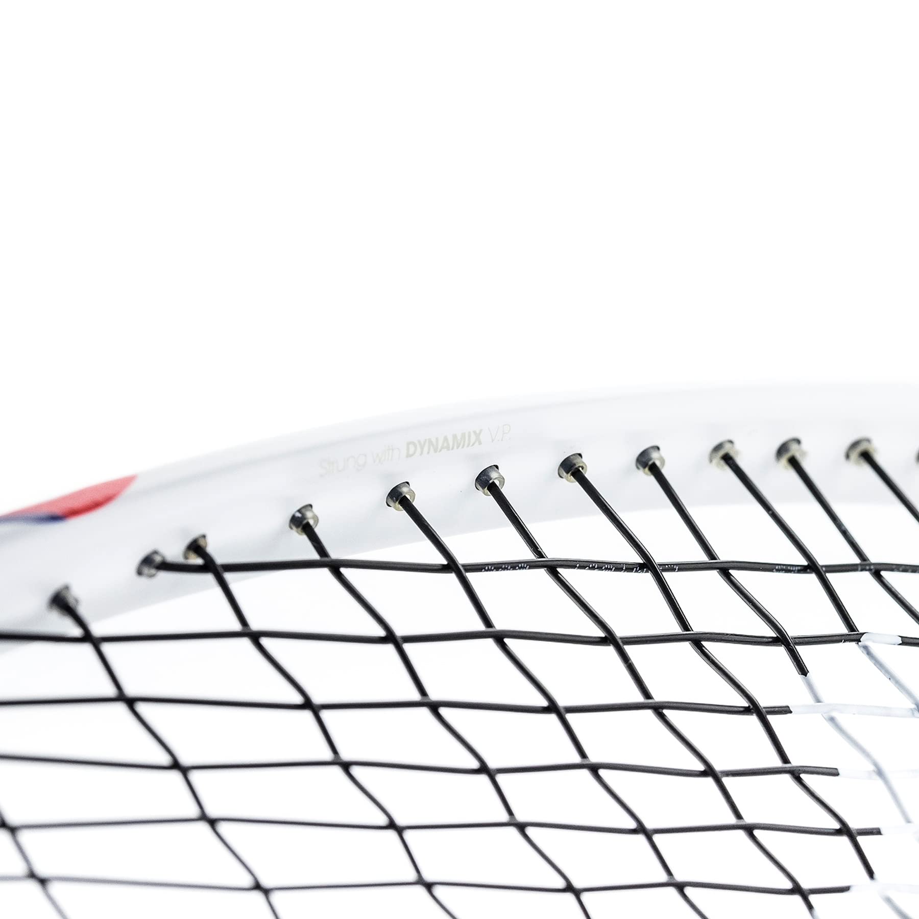 Tecnifibre Carboflex X-TOP 125 stringbed closeup showing extended string holes