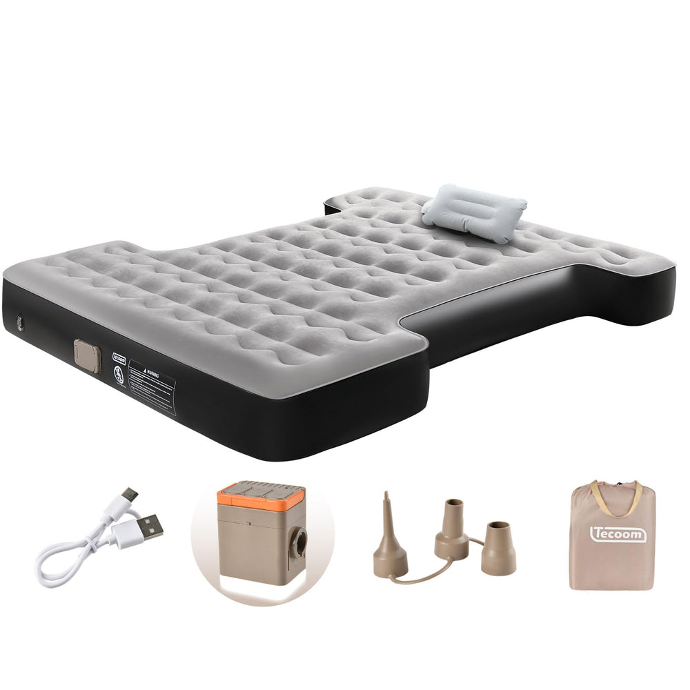Tecoom front view of packaged mattress showing size and portability benefit
