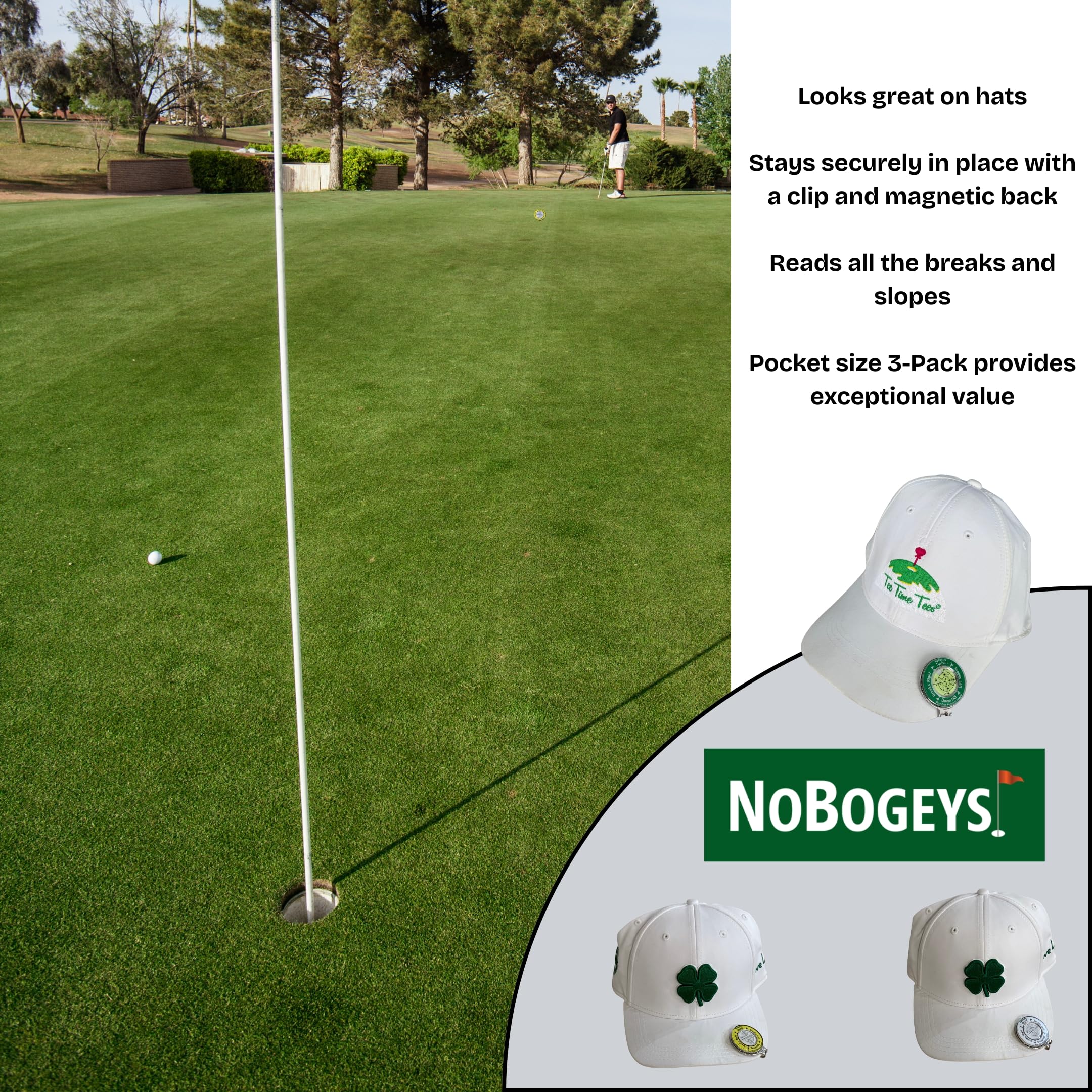 Tee Time Tees ball marker printed alignment face aiding green reading