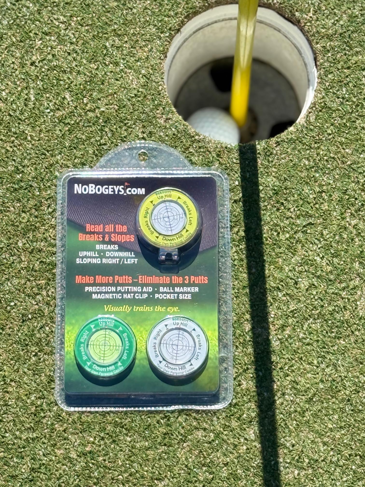 Tee Time Tees clip attached to hat brim for quick one-hand access