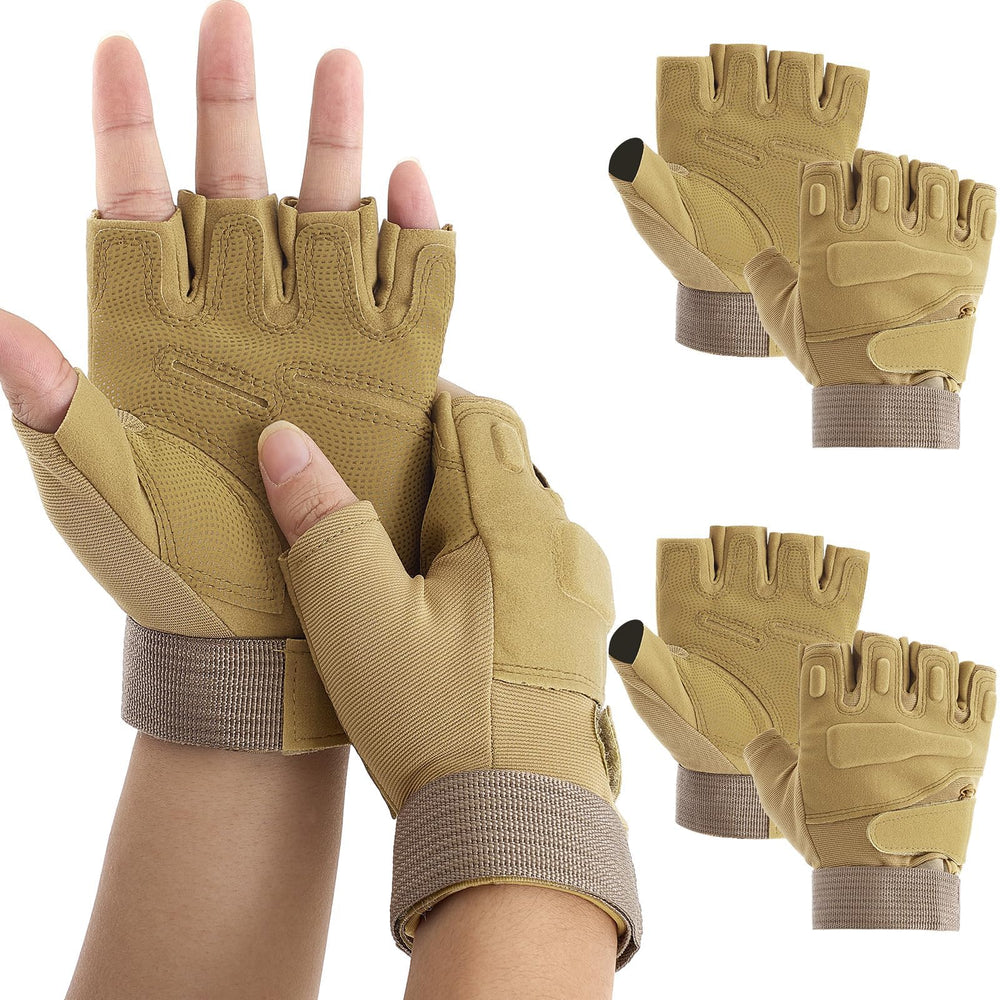 Teenyyou front view tan fingerless gloves showing clean fit and professional look