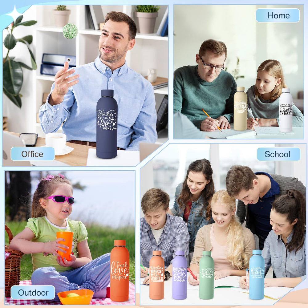 Teenyyou bottles arranged on classroom desk showing ready-to-give teacher gifts