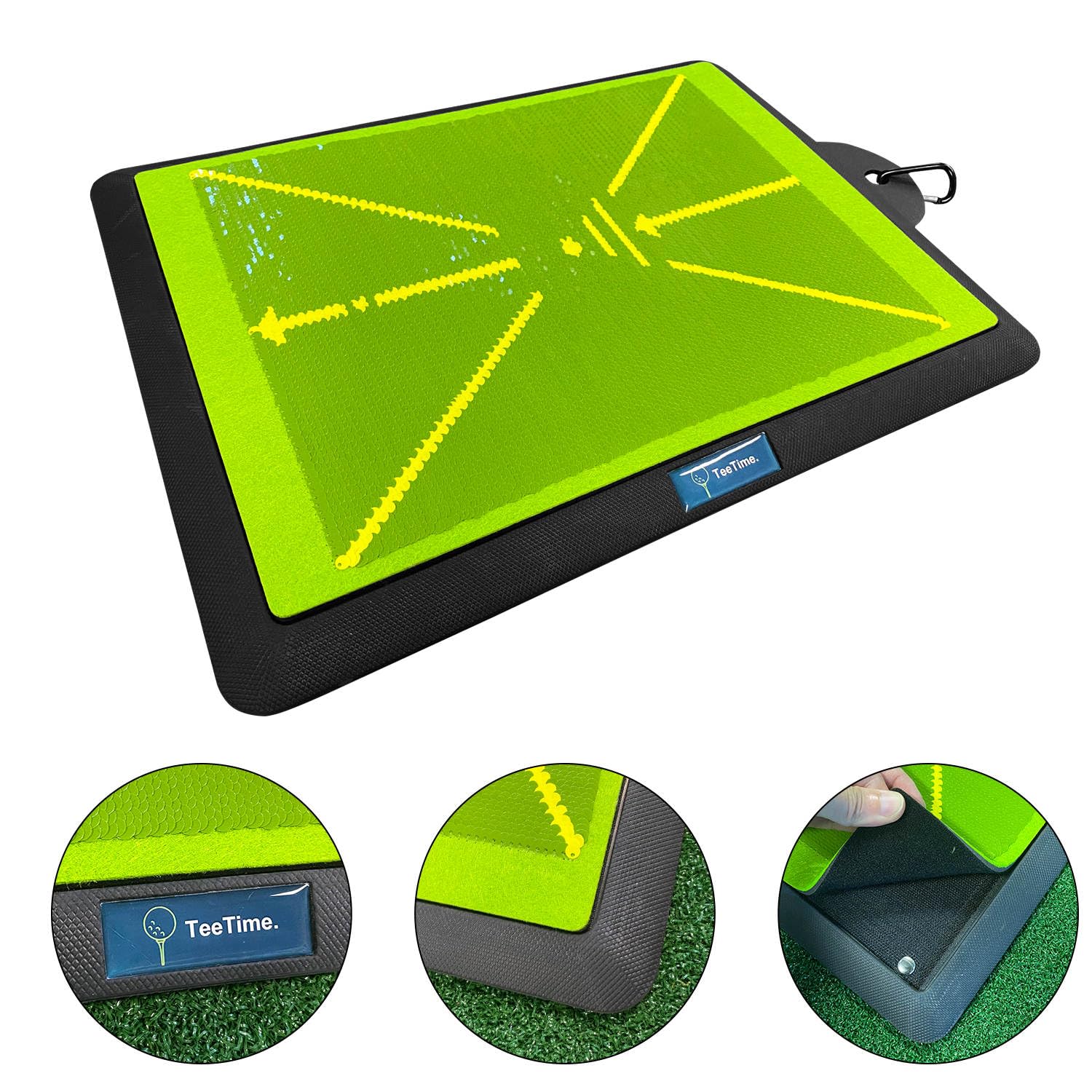 TeeTime heavy-duty rubber base detail illustrating stability and anti-slip benefit
