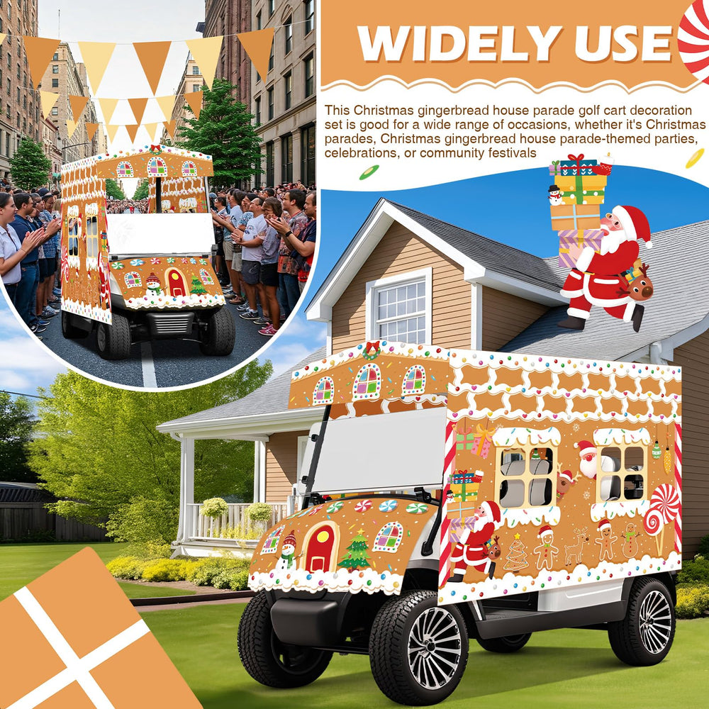 Tegeme golf cart in parade setting creating eye-catching seasonal atmosphere