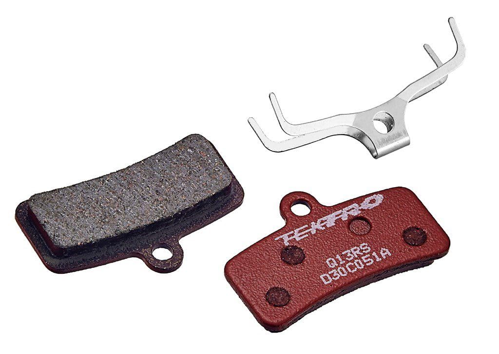 TEKTRO Q13RS front packaging showing red resin pads and model compatibility for easy replacement