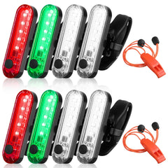 Tellegloww kit front view showing all eight lights and whistles for preparedness