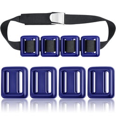 Tellegloww front view of four-piece dive weight set and nylon belt showing complete kit benefit