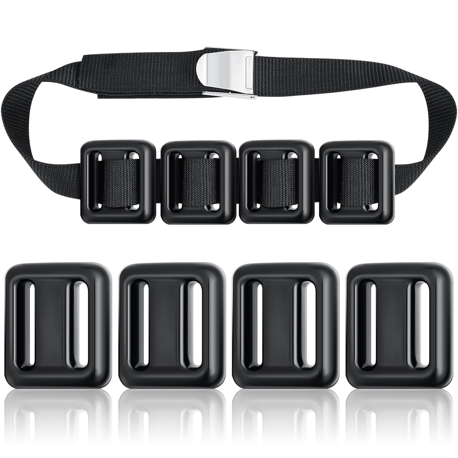 Tellegloww front packaging showing four coated weights and nylon belt for easy transport