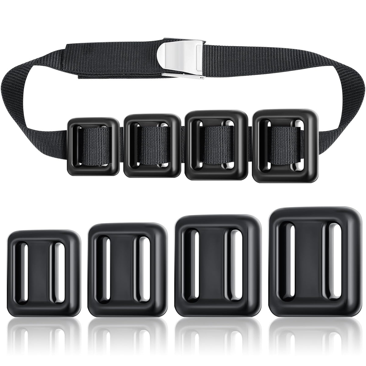 Tellegloww full kit front view showing weights and nylon belt for compact travel