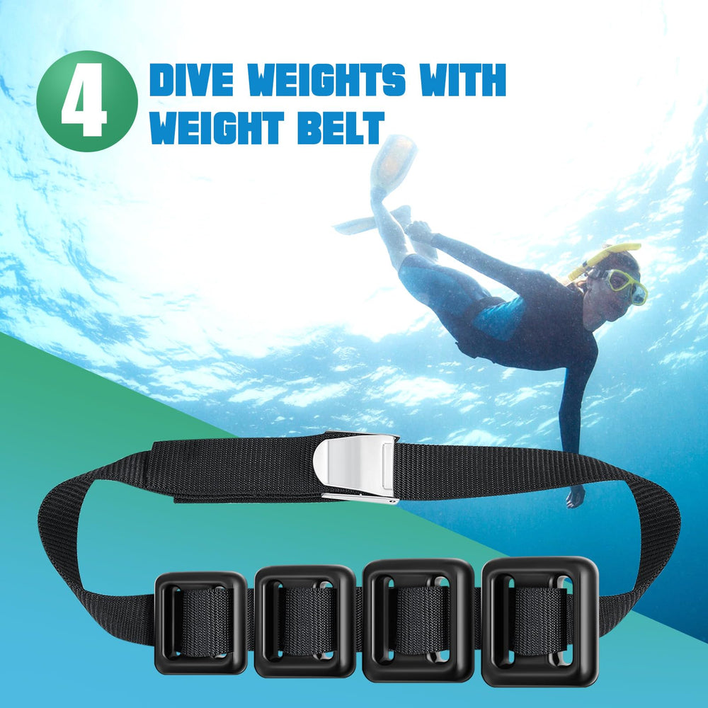 Tellegloww weights mounted on belt underwater demonstrating stable ballast performance