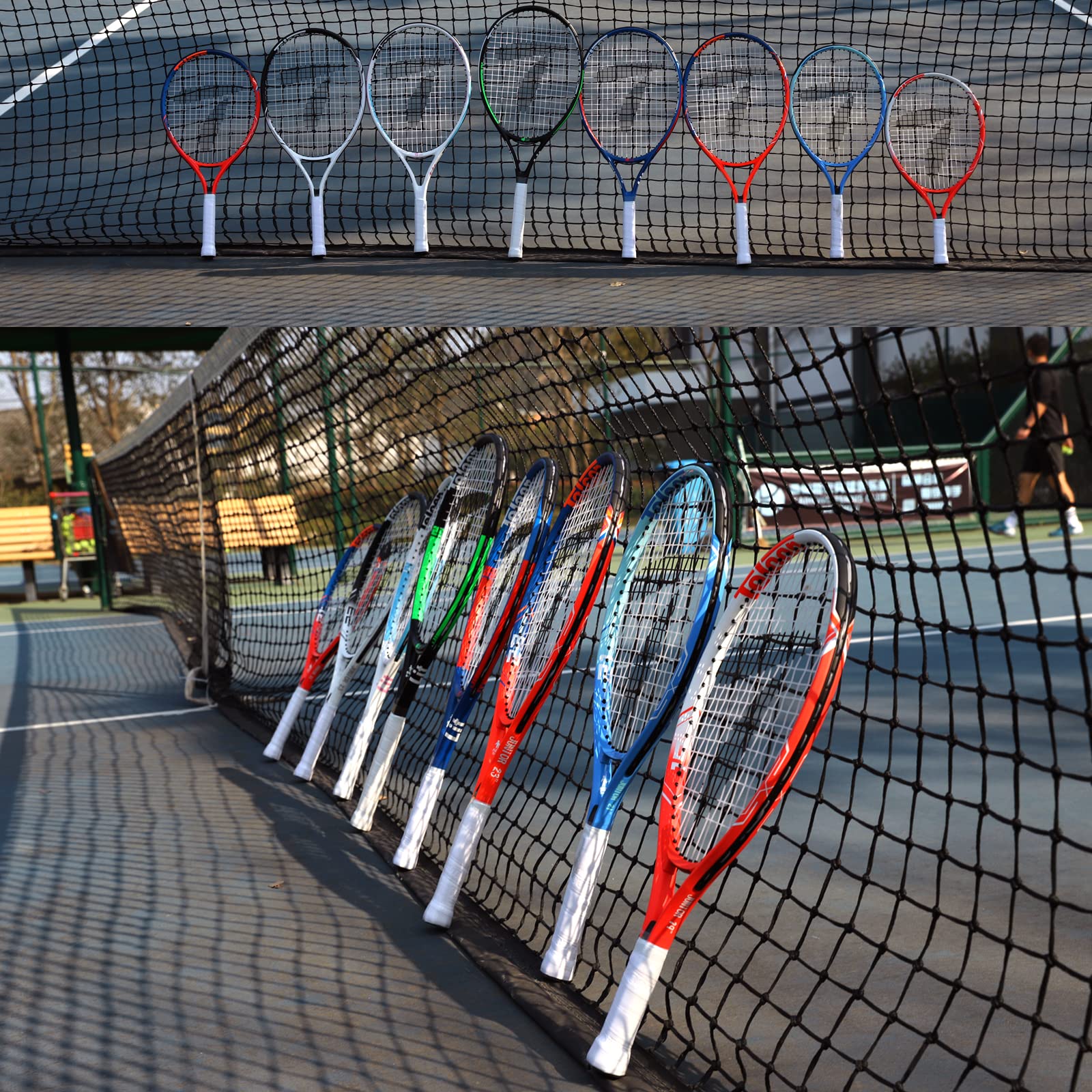 Teloon racquet inside protective cover with included overgrip and accessories