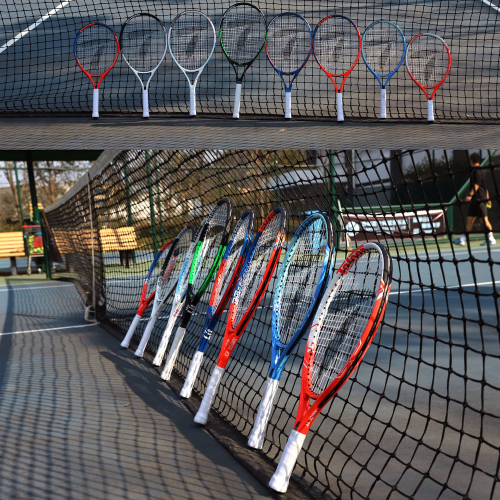Teloon racquet inside protective cover with included overgrip and accessories