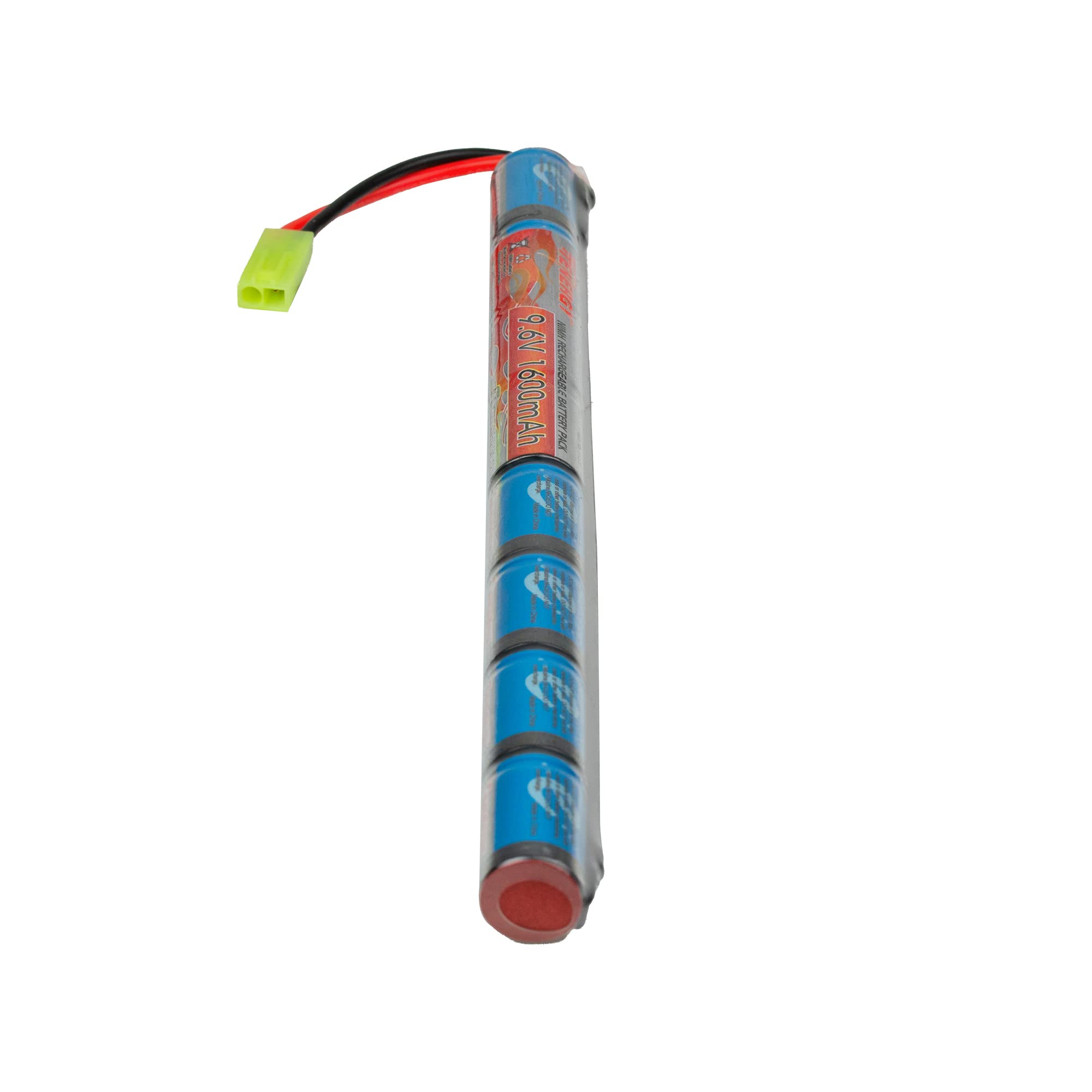 Tenergy battery next to ruler showing scale and lightweight 6.7 oz benefit