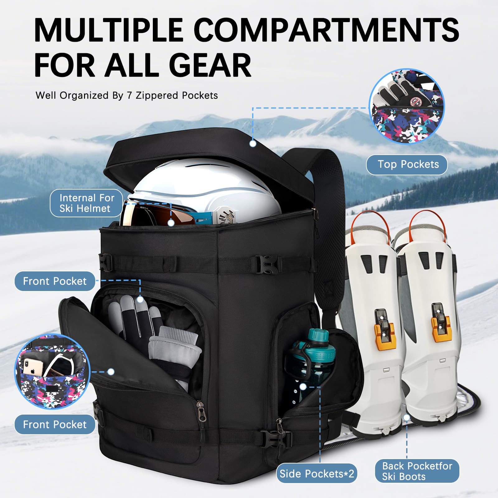 TENFLY interior holding boots and helmet for neat storage benefit